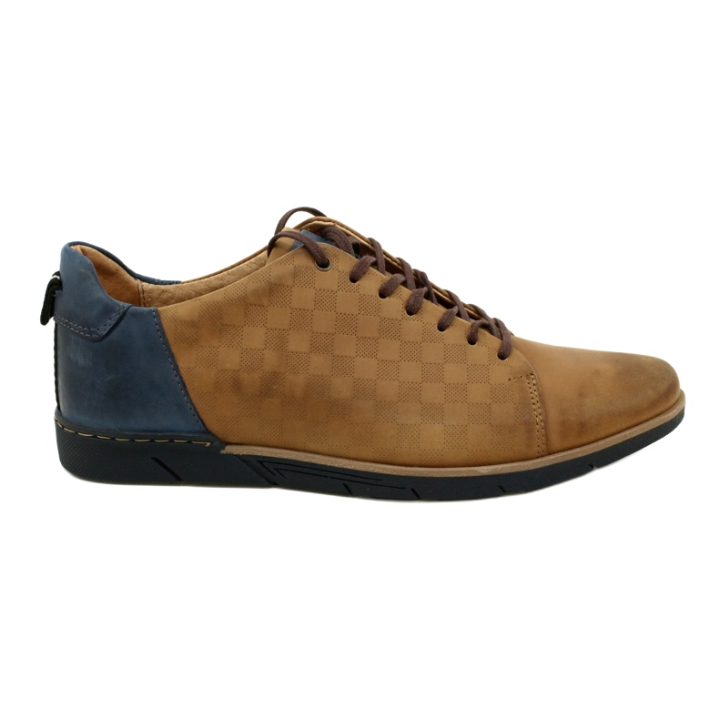 Polbut Men's casual leather shoes 2114 red beige navy blue