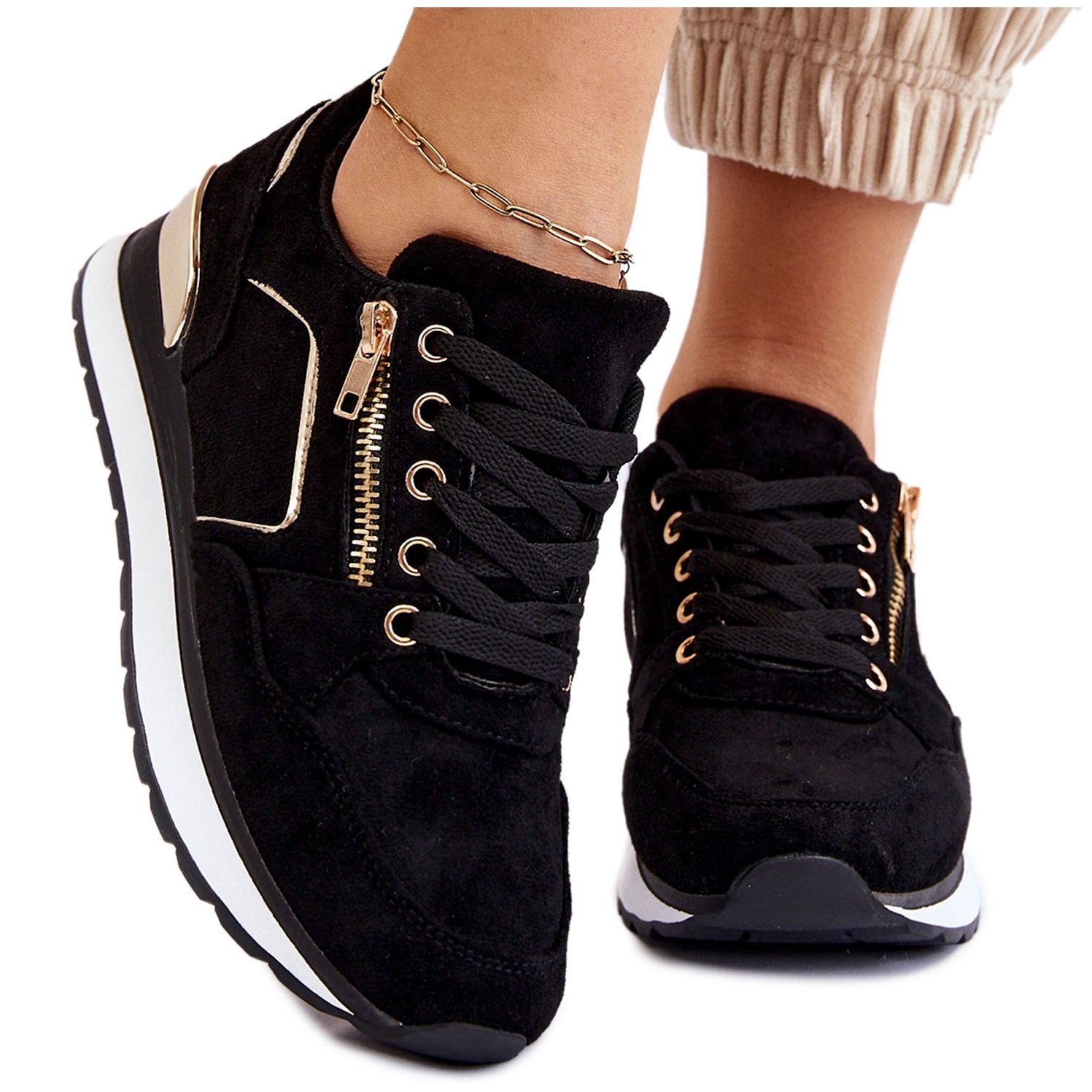 Black suede platform trainers discount