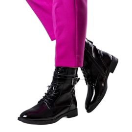 Black insulated patent leather boots from Pompi
