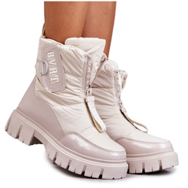 PM1 Women's Beige Warm Snow Boots With Zipper Marit