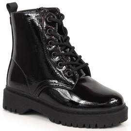 Vinceza Children's Boots Lacquered With a Zipper Black Julie