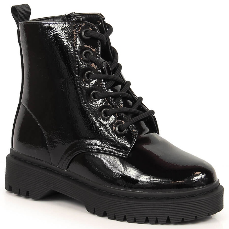 Vinceza Children's Boots Lacquered With a Zipper Black Julie