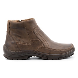 Olivier Men's winter leather boots 354MP dark brown