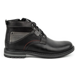 Kampol Men's leather winter boots 152KAM black