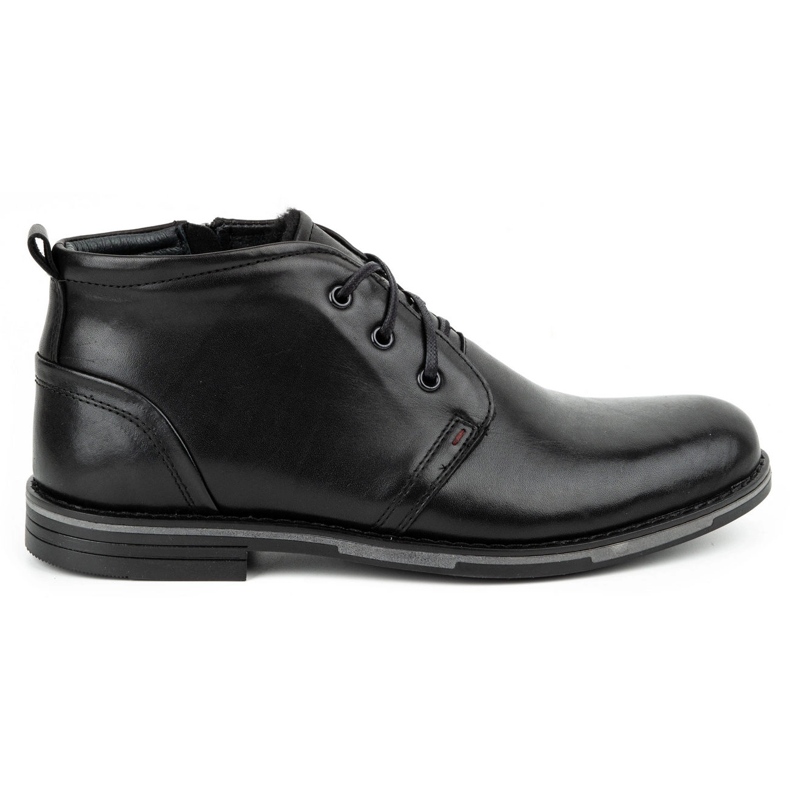 Kampol Men's winter leather shoes 135KAM black