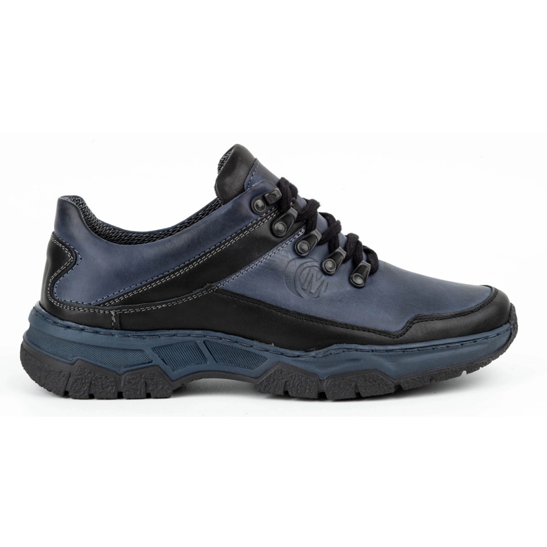 Olivier Men's casual leather shoes 842MA navy blue