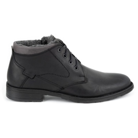 Polbut Men's winter leather boots C16S black with gray grey Polbut Men's winter leather boots C16S black with gray grey