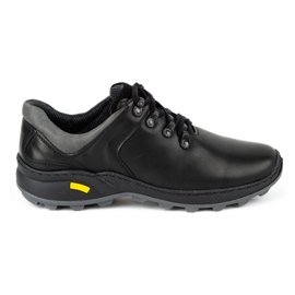 Olivier Men's leather trekking shoes 890MA black