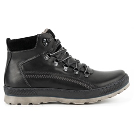 Olivier Men's insulated leather shoes 378MA black
