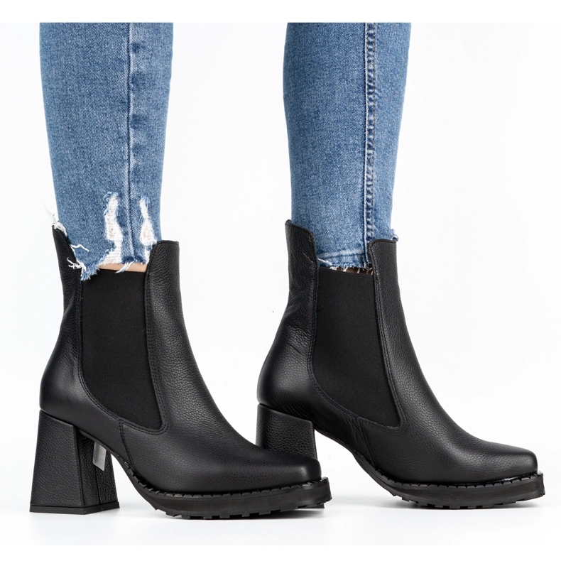 Exquisite Women's leather boots on the post 1406EX black Exquisite Women's leather boots on the post 1406EX black