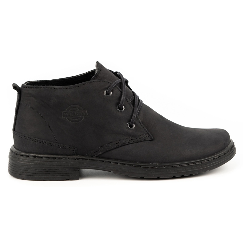 Polbut Men's winter leather shoes 191S black