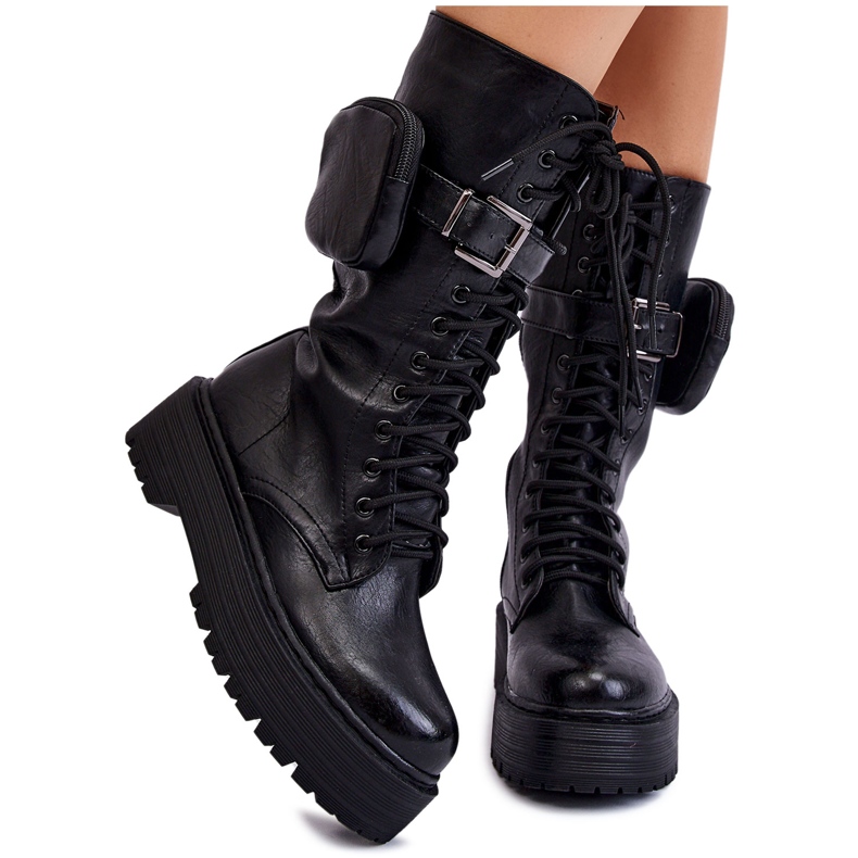 BM Women's Bov Boots With Kidney Lace Up Black Lillien BM Women's Bov Boots With Kidney Lace Up Black Lillien