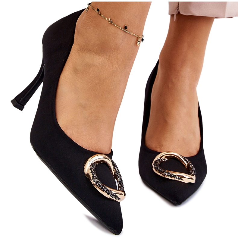 PS1 Elegant High Heels With Fashionable Black Precious Decoration PS1 Elegant High Heels With Fashionable Black Precious Decoration