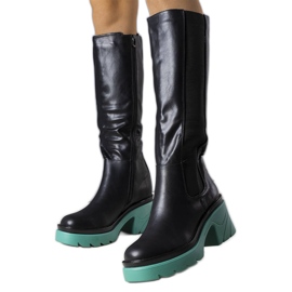 Black boots with blue soles from Charla