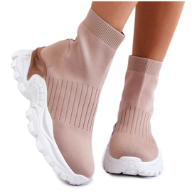 BM Women's High Sock Trainers Beige Jovie