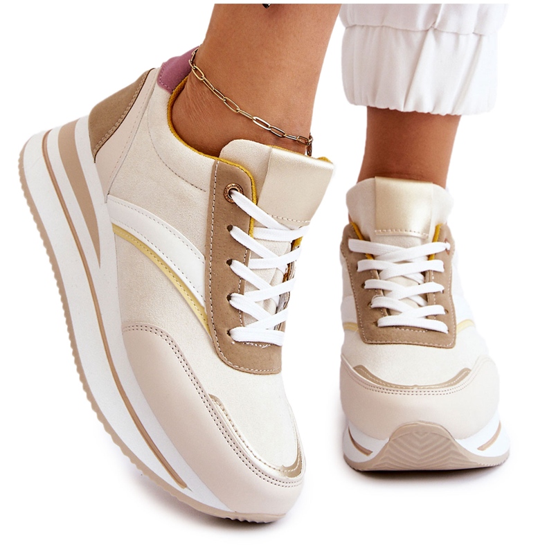PG1 Hermain Beige Wedge Sneakers white