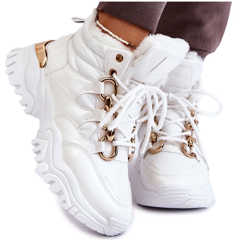 Women's Insulated Sports Boots Lace-Up Trappers White Bastini