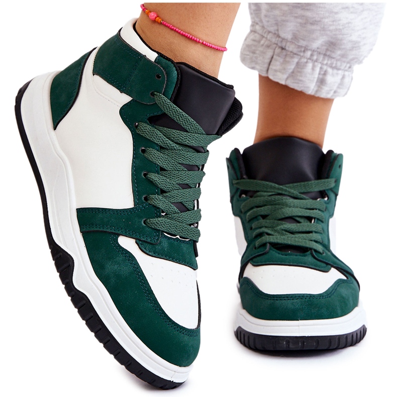 BM High Women's Sport Shoes Sneakers White-Green Rumor