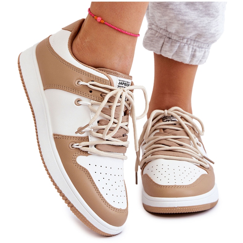 BM Women's Classic Double Lace-up Trainers White-Beige Jella