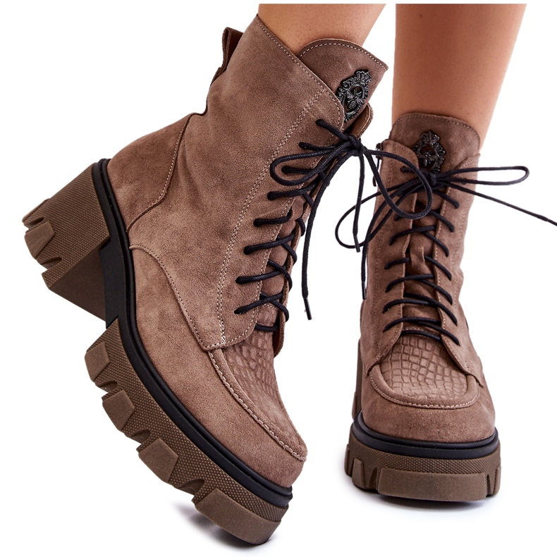 Lemar Women's suede insulated boots light brown beige