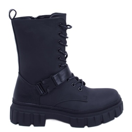 BM Kieran Black flat lace-up boots