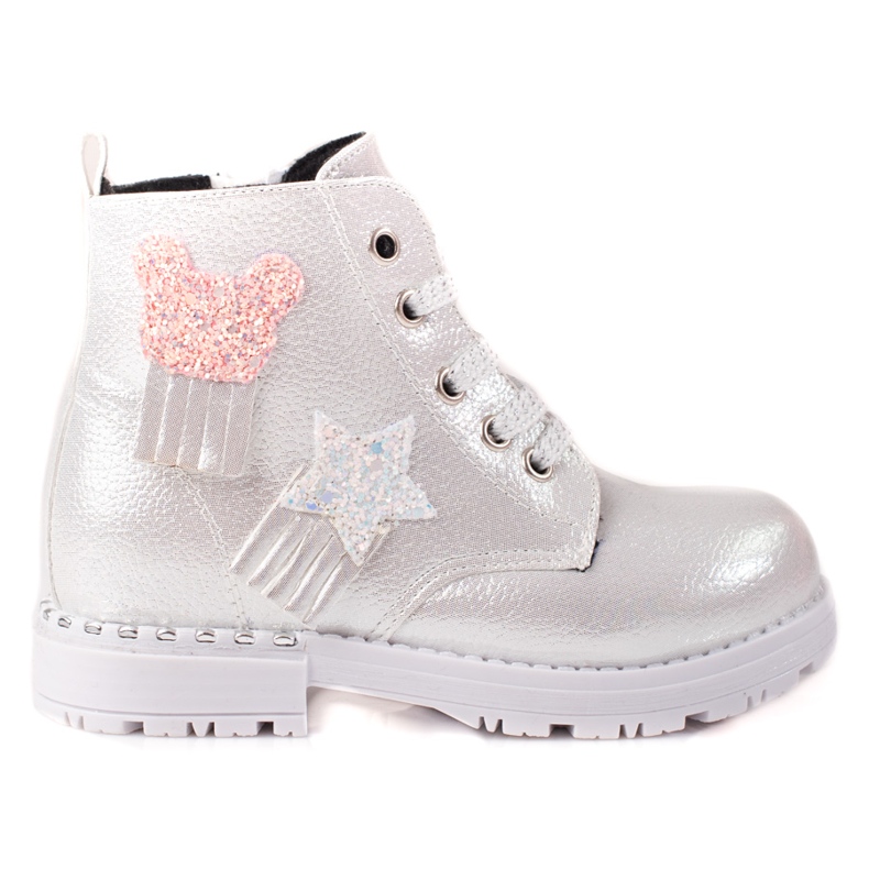 Girls' silver ankle boots