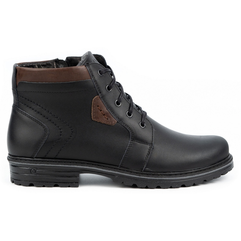 Polbut Men's winter leather boots J34S Black with brown