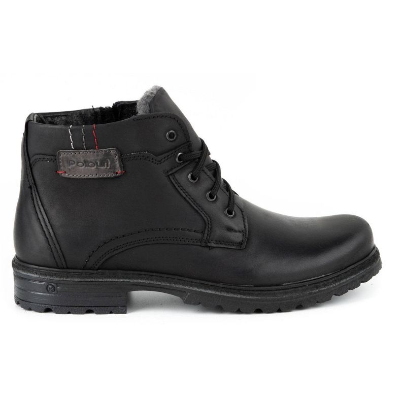 Polbut Men's winter leather boots J35S black with gray