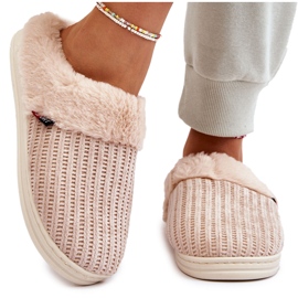 PA1 Women's Insulated Slip-On Slippers With Fur Beige Leriss