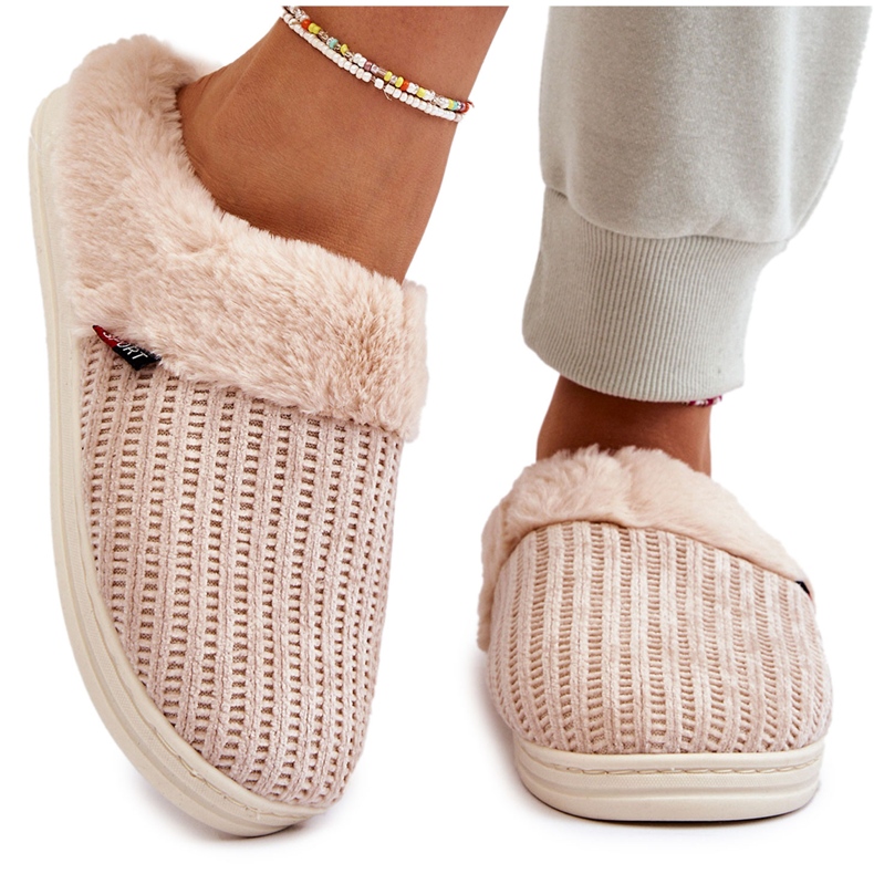 PA1 Women's Insulated Slip-On Slippers With Fur Beige Leriss