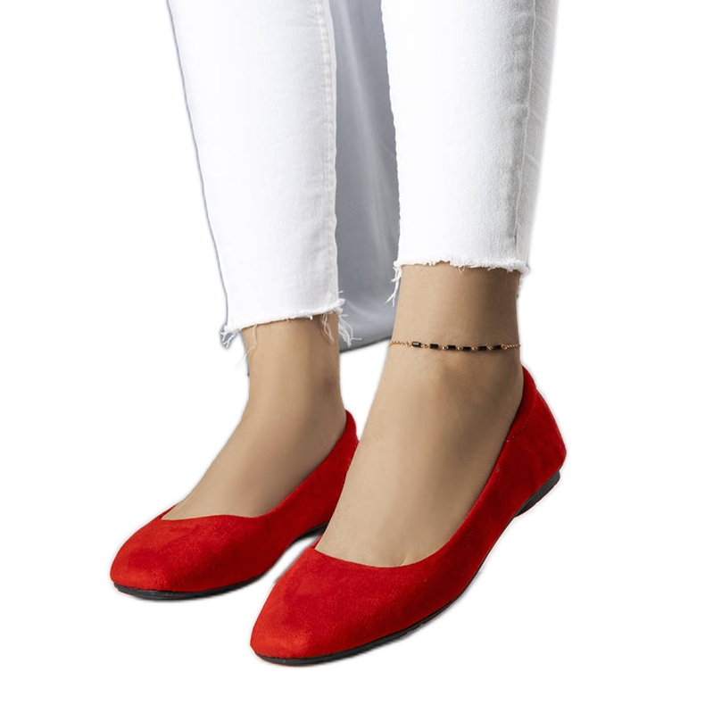 Red suede ballerinas from Jules