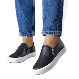 Black eco-leather sneakers from Denain
