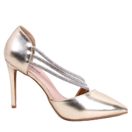 BM Lucille Gold asymmetric heels golden