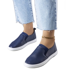 Navy blue eco-leather sneakers from Leroy