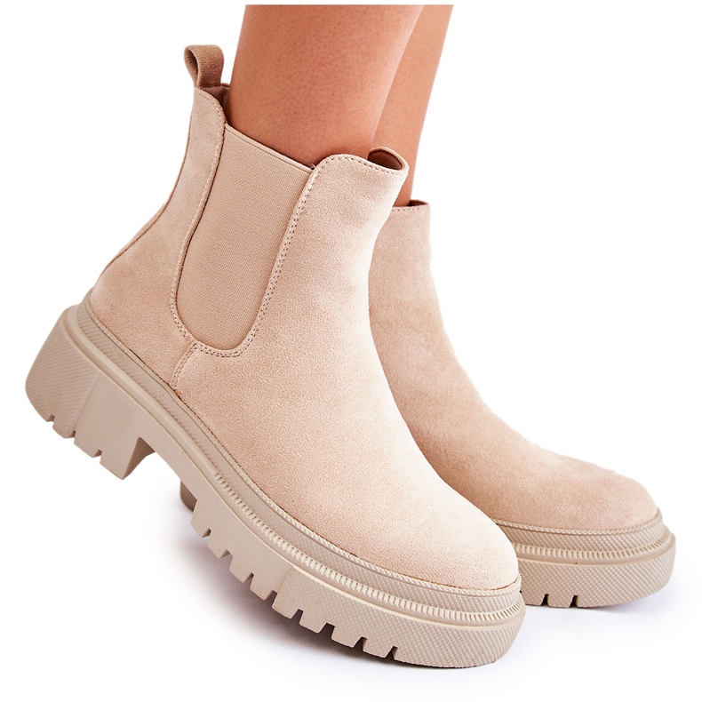 PS1 Lorea Beige Suede Slip-On Boots