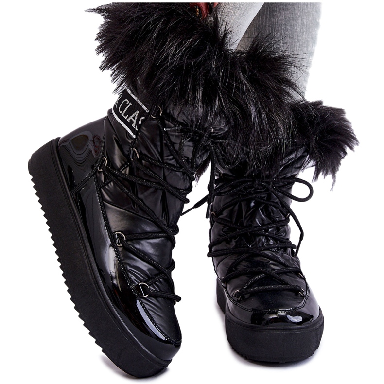 PM1 Women's Lace-up Snow Boots Black Santero