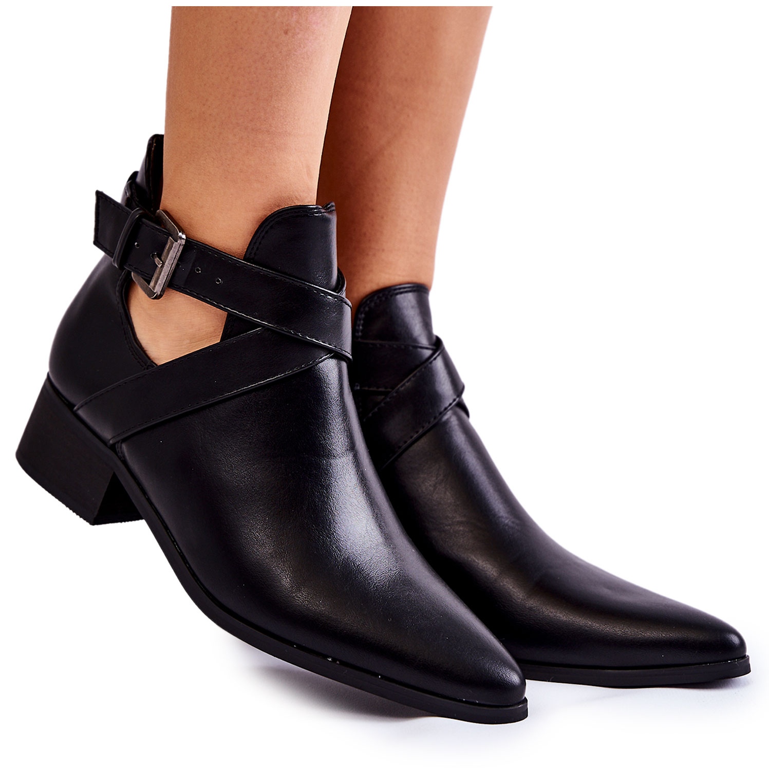 Womens black cut out ankle boots hotsell