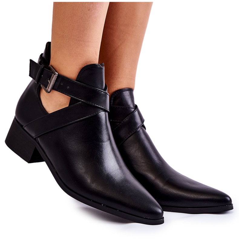 PG1 Women's Ankle Boots With Cut-outs Black Mandy PG1 Women's Ankle Boots With Cut-outs Black Mandy