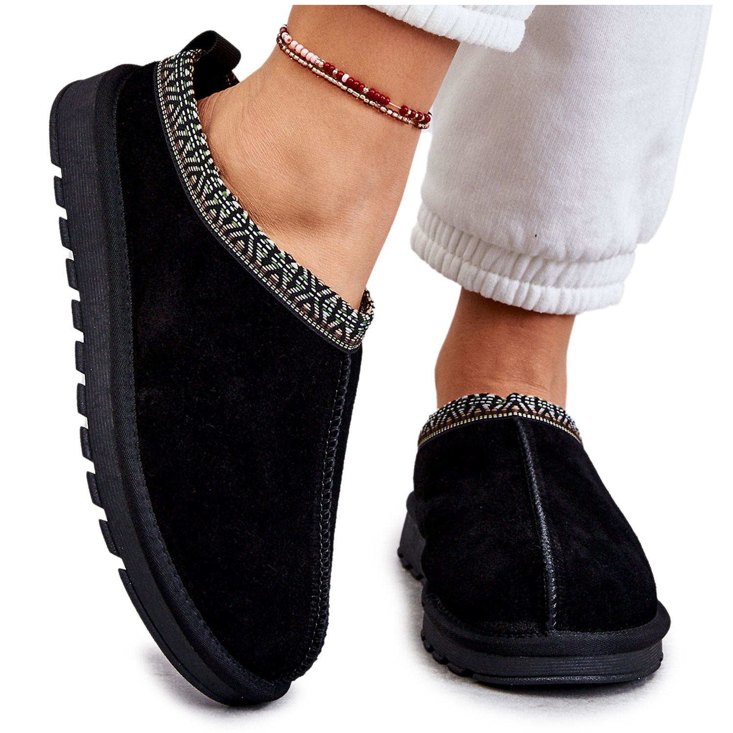 voks civile modul FS1 Women's Suede Slippers With Fur Black Buffie - KeeShoes