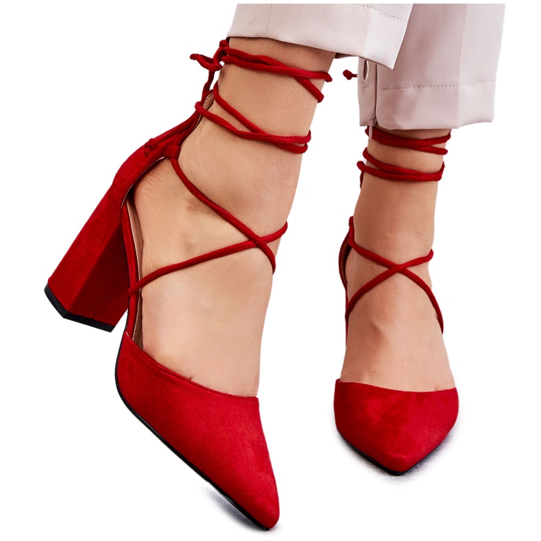 PA1 Classic Tied Suede Pumps Red Lucira