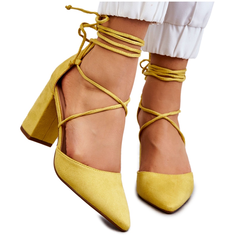 PA1 Classic Lace Up Suede Pumps Yellow Lucira