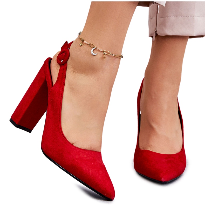PA1 Red Alanza High Heels Pointed Toe Pumps