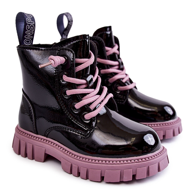 PA1 Lacquered Black and Violet Heidi Warm Boots