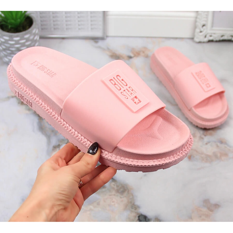 Women's slippers on the platform powder pink Big Star LL274425