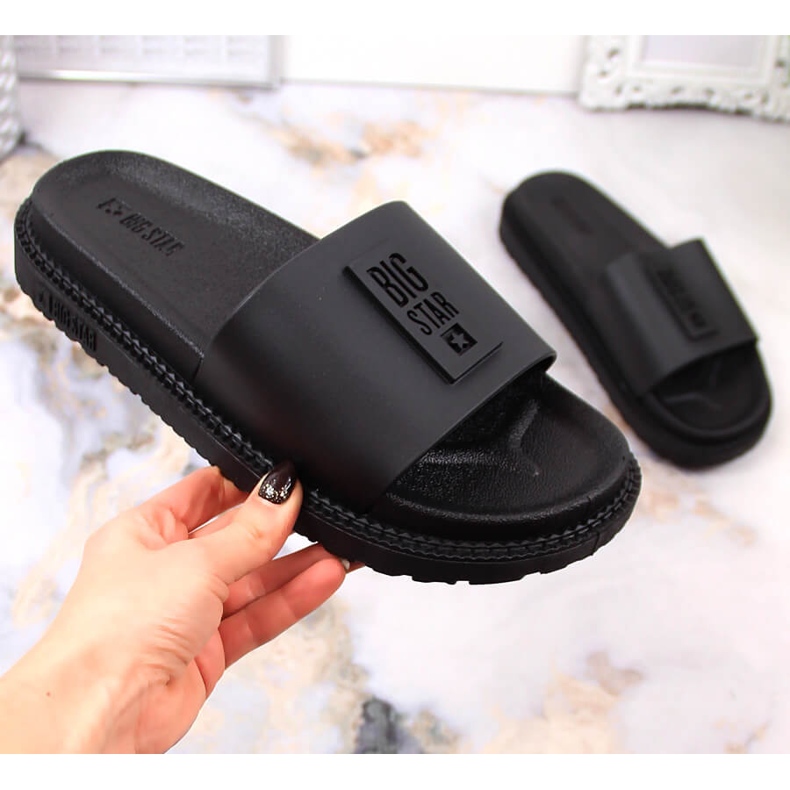 Women's black platform slippers Big Star LL274429 Women's black platform slippers Big Star LL274429