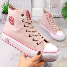 Women's high-top sneakers on the platform powder pink Big Star LL274186 Women's high-top sneakers on the platform powder pink Big Star LL274186