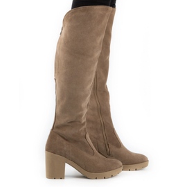 Olivier Dark beige suede boots warmed on Margaret's post
