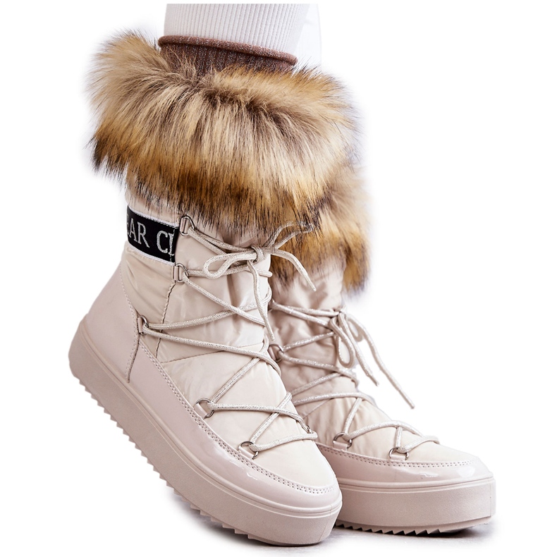 Women's beige laced snow boots Women's beige laced snow boots