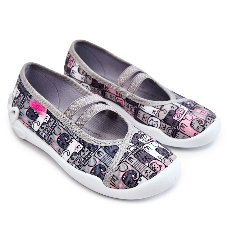 BEFADO S.A. Ballerina Slippers Befado Kotki 116X315 Grey-Pink