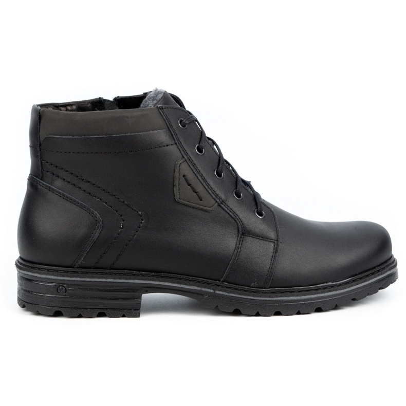 Polbut Men's winter leather boots J34S Black with gray
